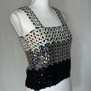 #Glam Sequined Tank in iridescent, silver, and black #Party #NewYears